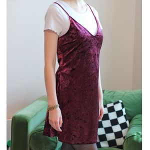 Purple Crushed Velvet Mini Dress | Large